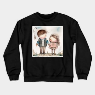 big brother and little sister drawing Crewneck Sweatshirt